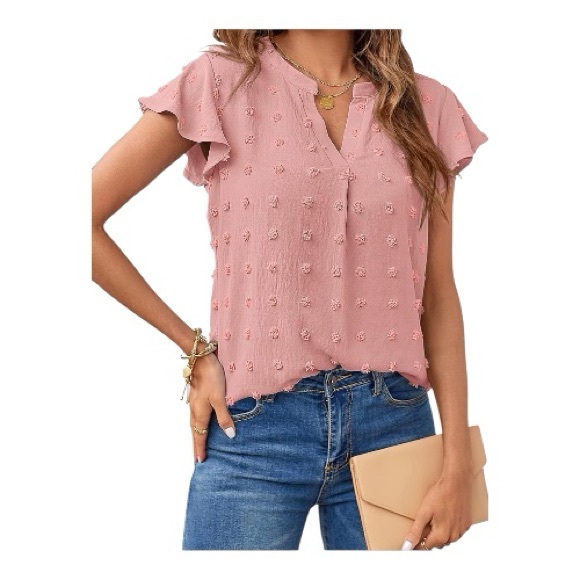 Merokeety Tops - ♥️Merokeety♥️Pink Textured Blouse for Women Size (Med)